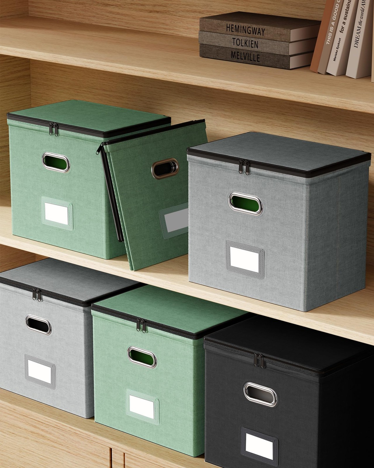 Oterri 1 Pack File Organizer Boxes with Small-1 Without Folders, Grey