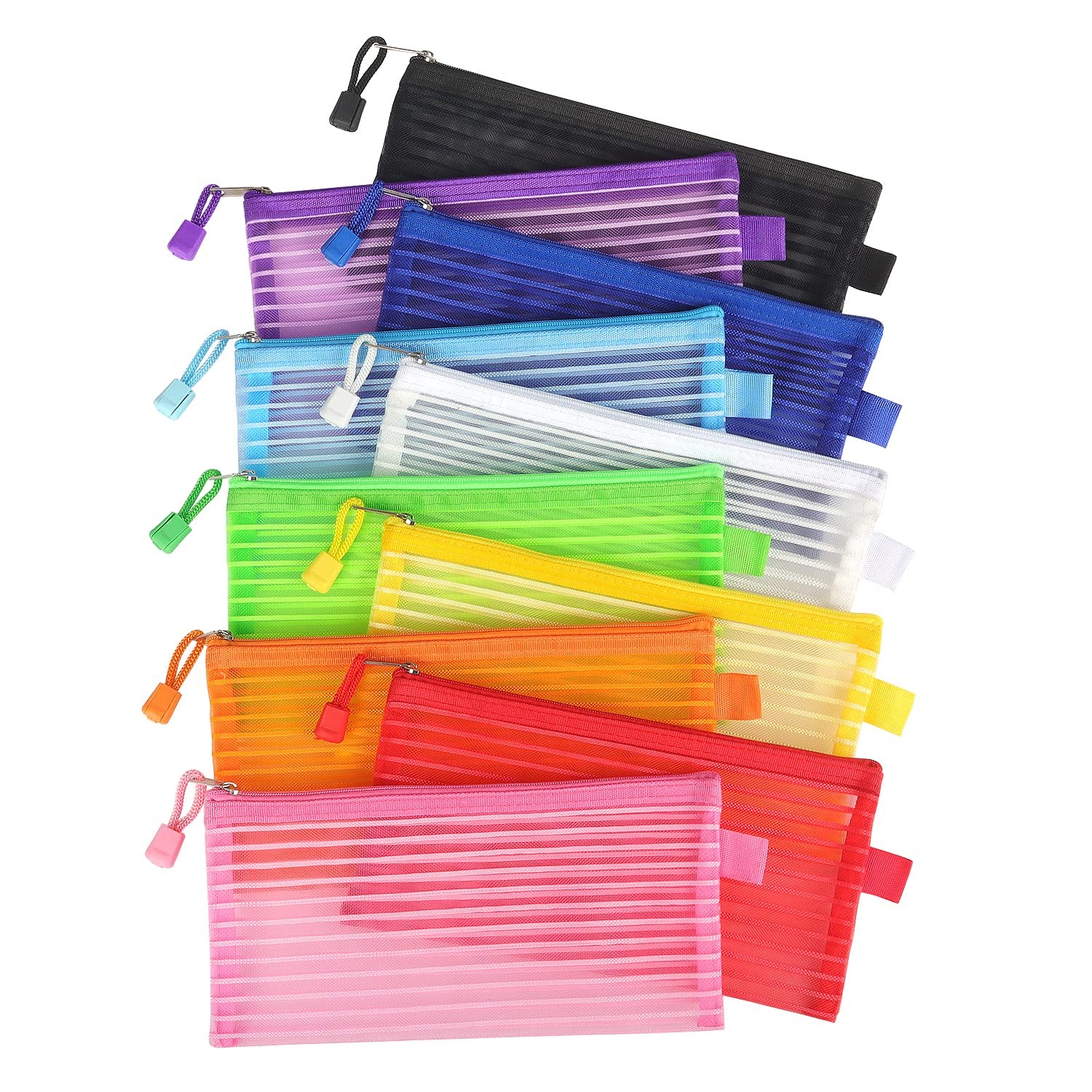 10 Pack Zipper Mesh Pouch Pencil Pouch Multicolor Pen Bag Multipurpose for Of…