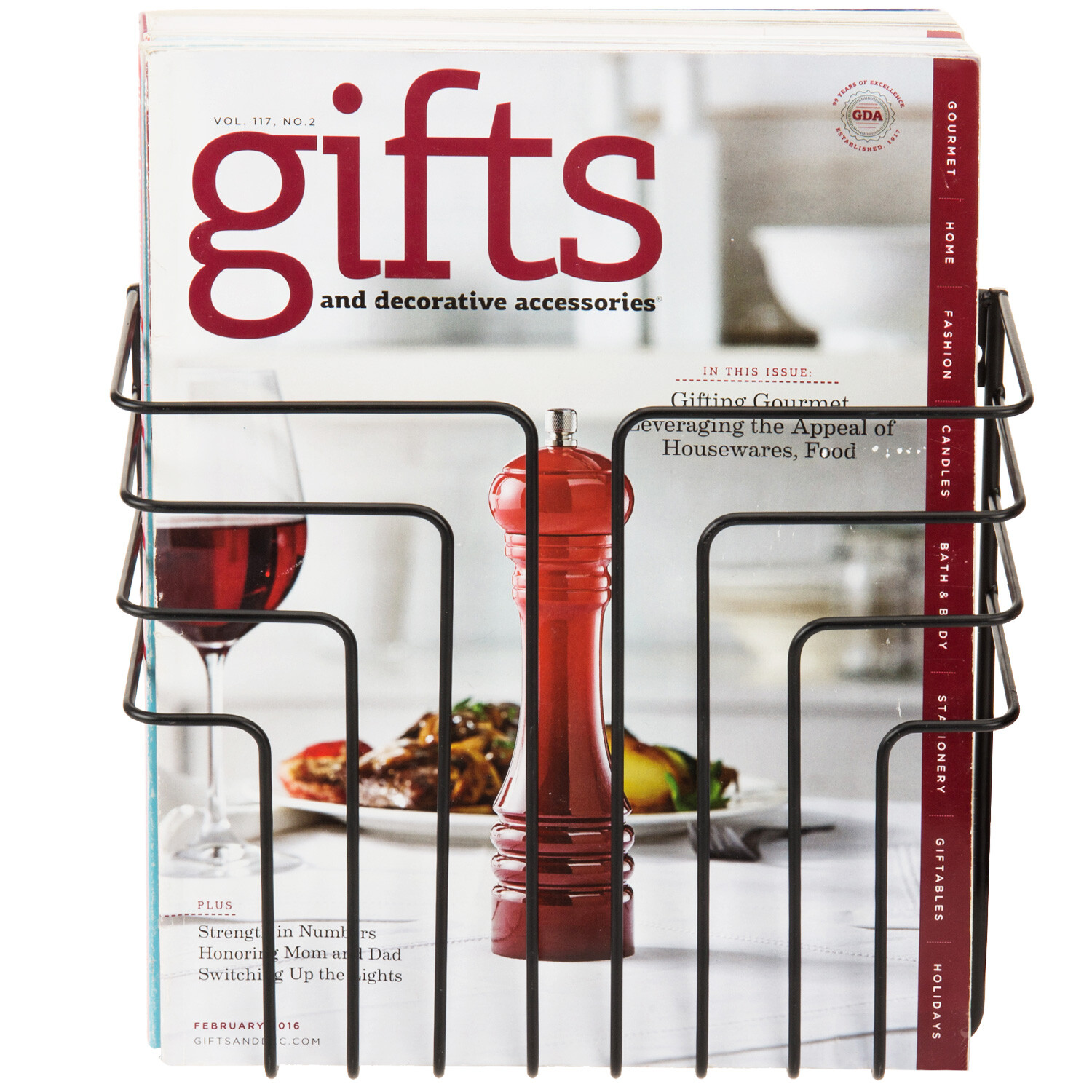 MyGift Modern Black Metal Wire Wall Mounted Magazine and File Folder Holder Rack
