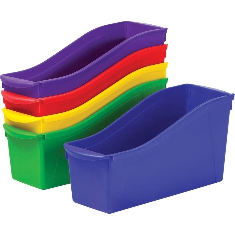 Large Plastic Book Magazine Bin Organizer Set of 5 Interlocking Storage Bins New