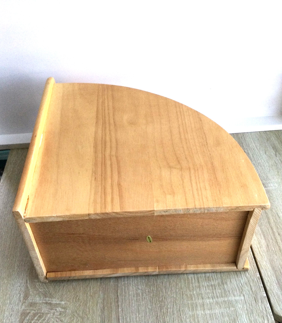 Vintage File Magazine Holder Office Blonde Maple Wood Organizer File Box Heavy