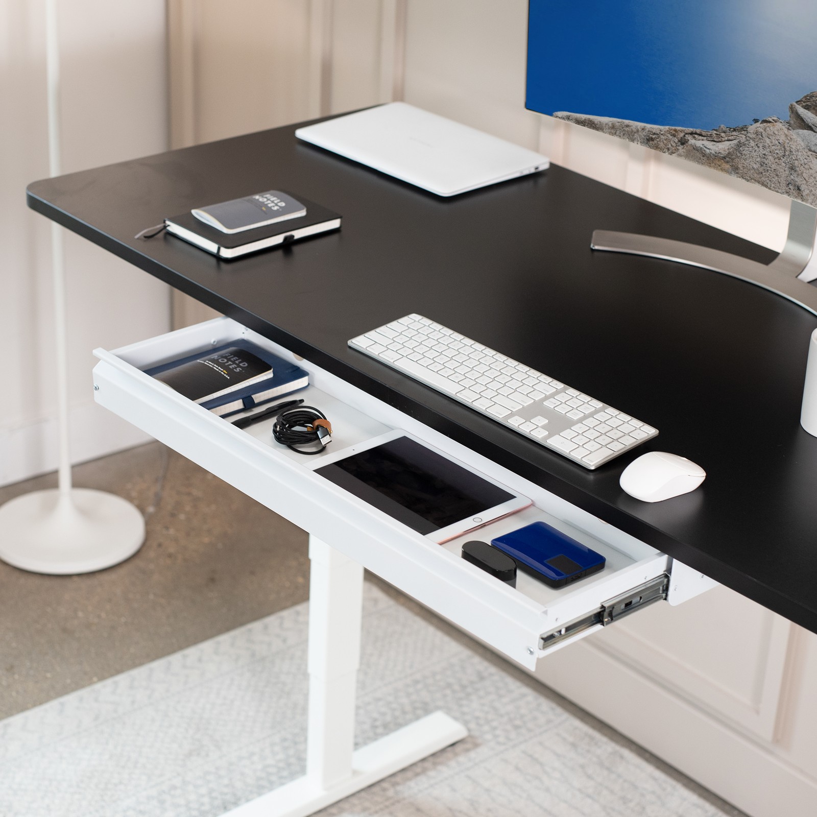 VIVO White Extra Large 33 inch Under Desk Pull Out Storage Drawer for Desk
