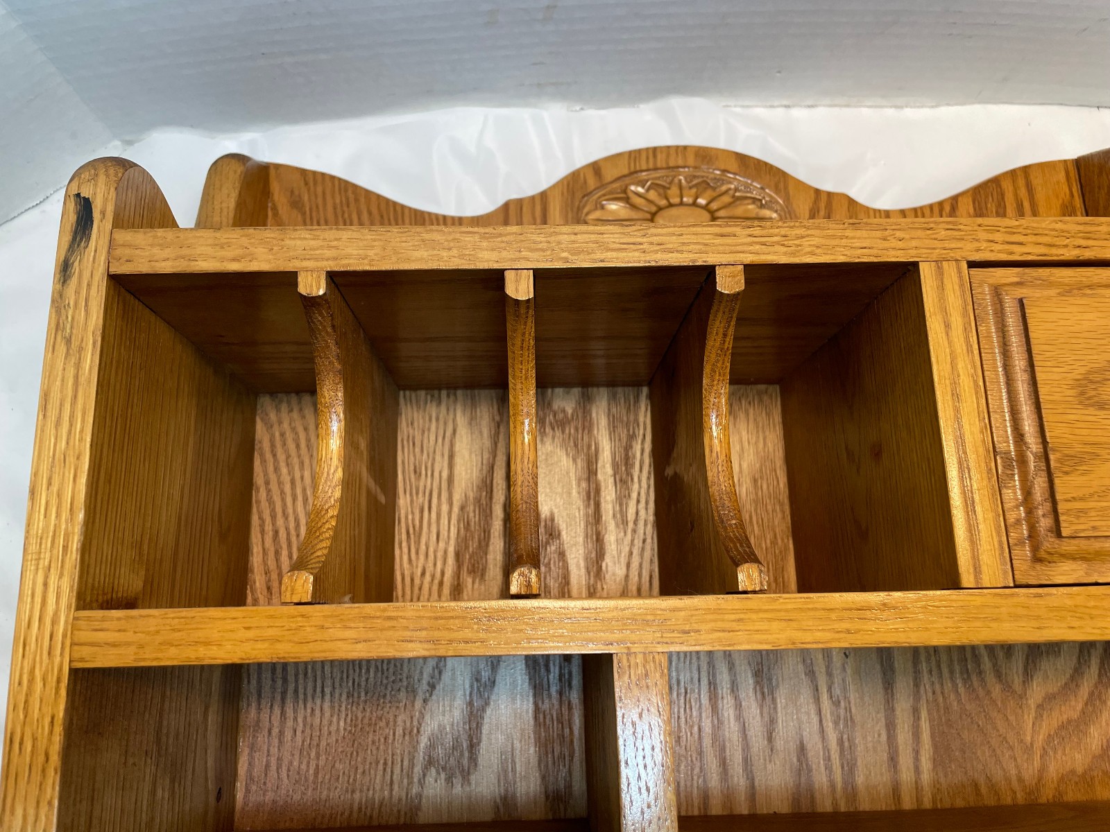 Vintage Desk Organizer Oak Wood Office Mail Letter Holder Executive 18 x 16 x 7