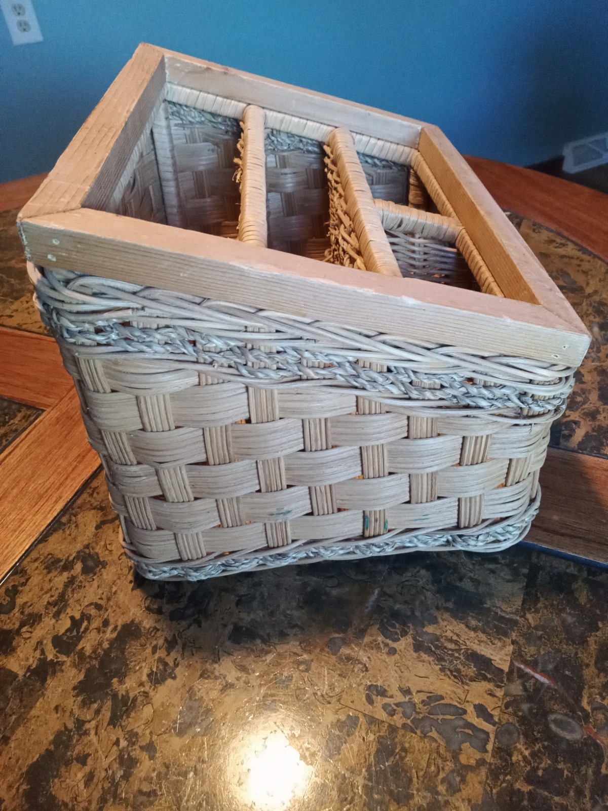 Rattan Wicker Desktop/ Cutlery Organizer Storage Basket 11″ X 8″