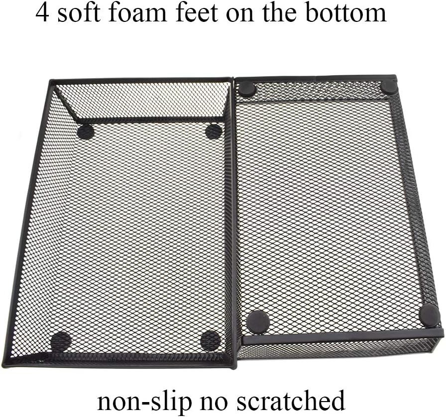 Stackable Mesh Tray Cup 9 x 6 x 2 inches Sturdy Container for Desk Drawer Org…