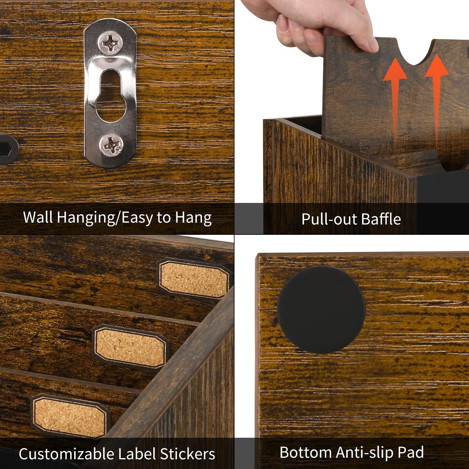 Mail Holder with 3 Compartments Countertop Sorter for Desk Wall Mounted