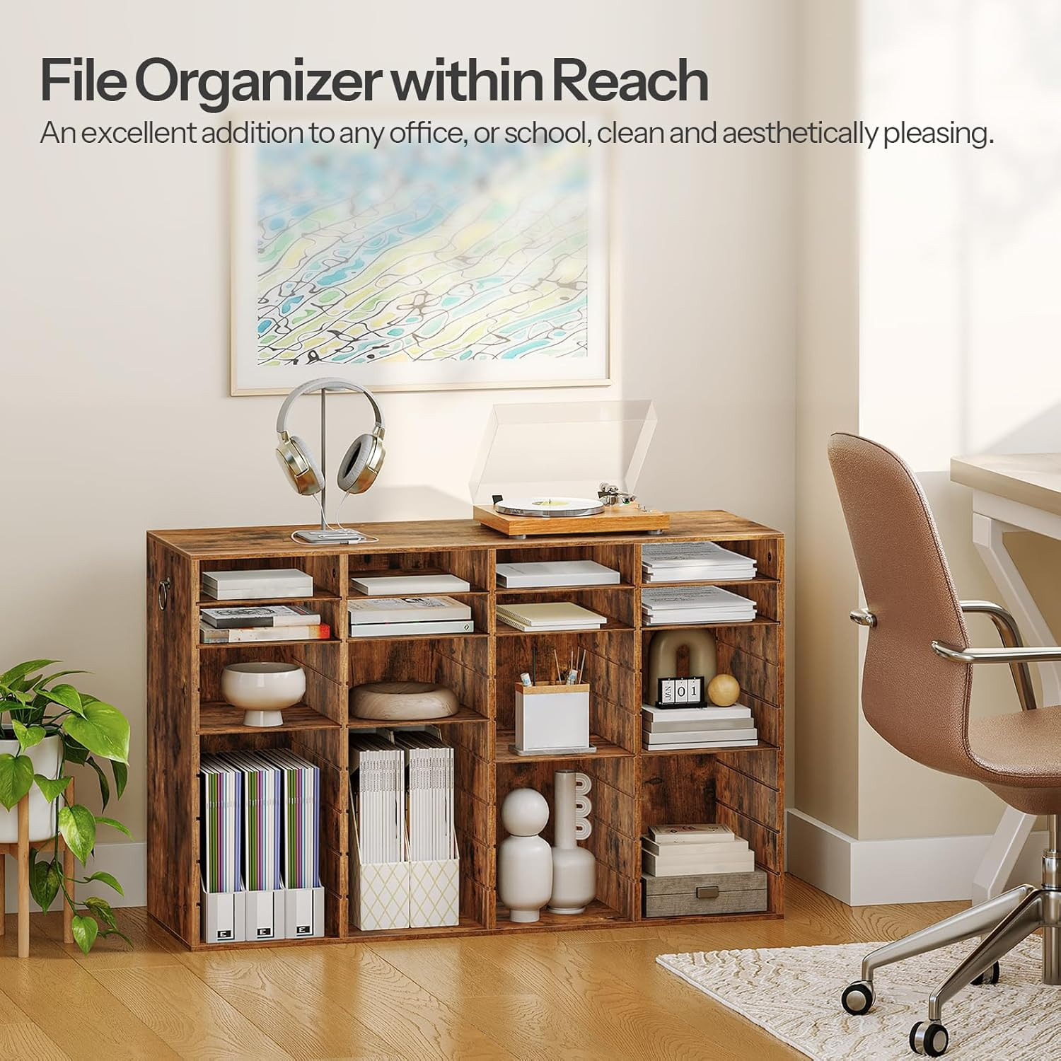 Wooden Literature Organizer, 36-Slot Mail Sorters, Removable Classroom Mailbox,