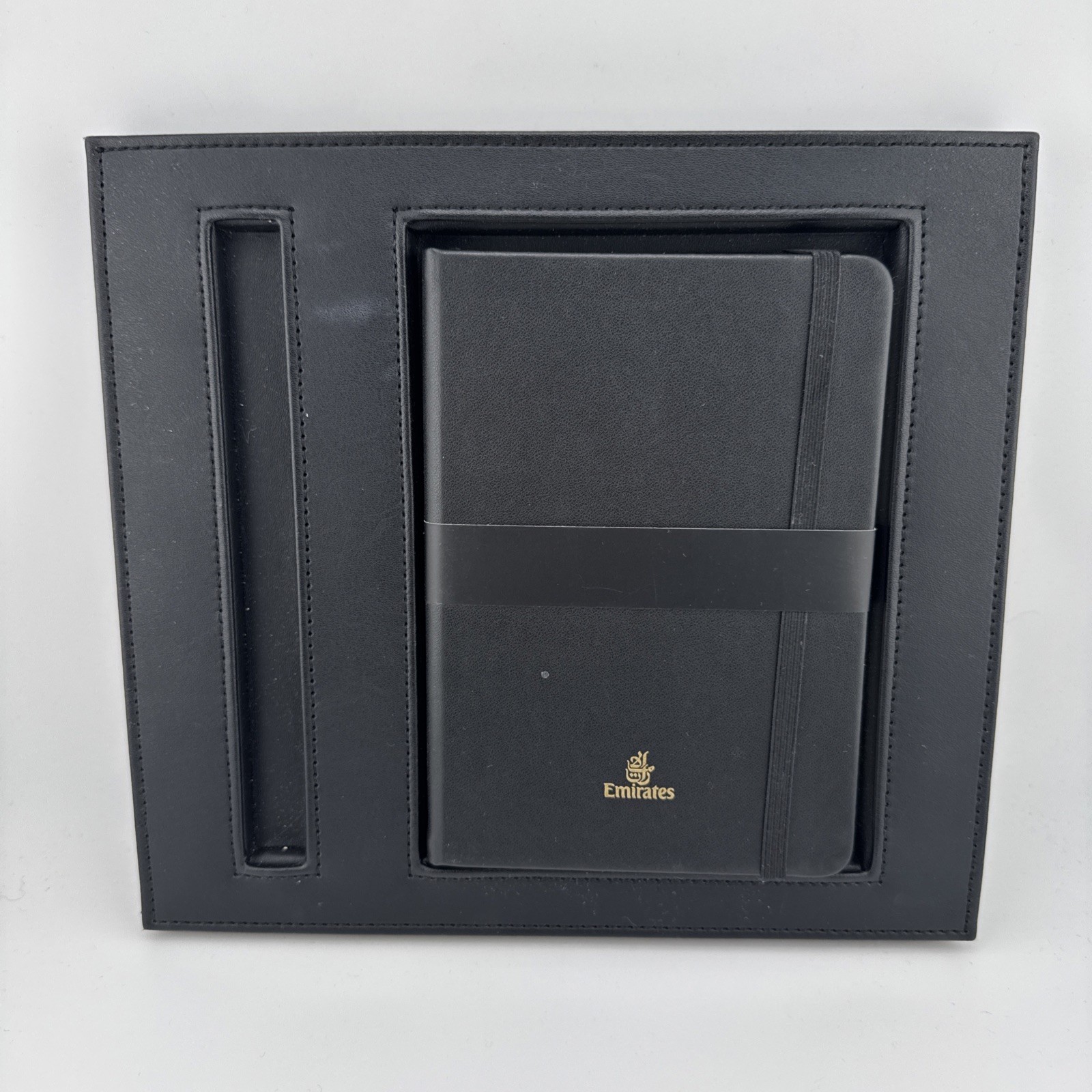 Emirates Airline Executive Desk Set – Black Leatherette Notebook & Base