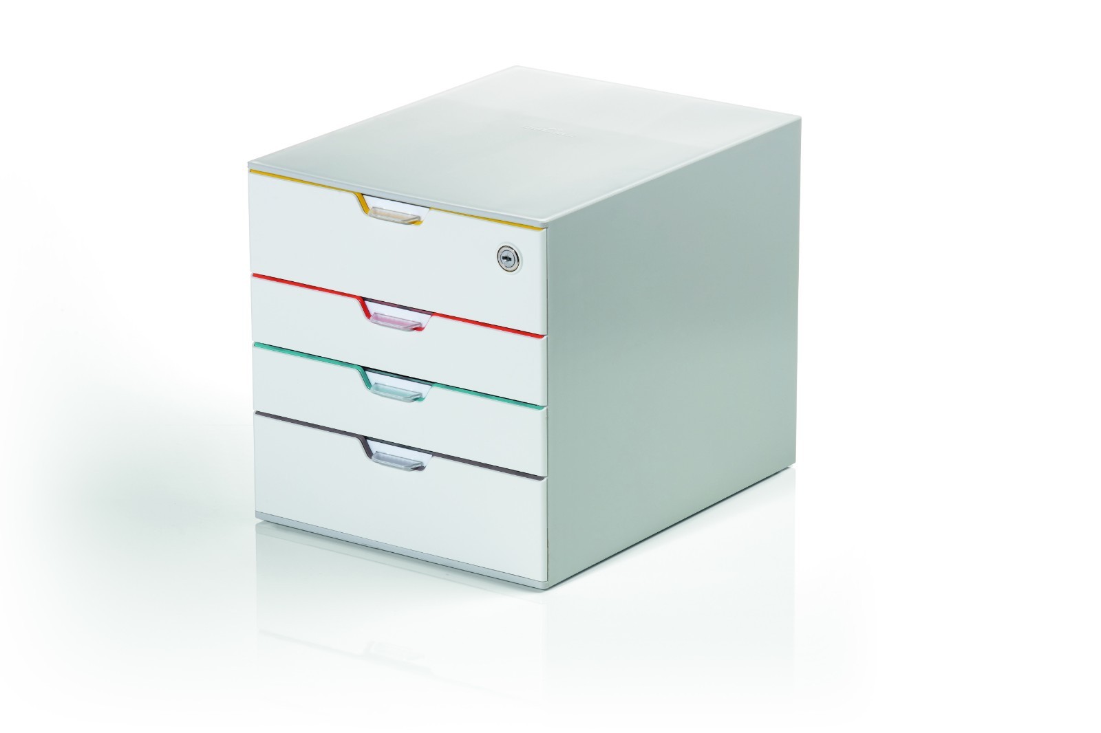 VARICOLOR Lockable 4 Drawer Desktop Organizer Document Storage White Durable
