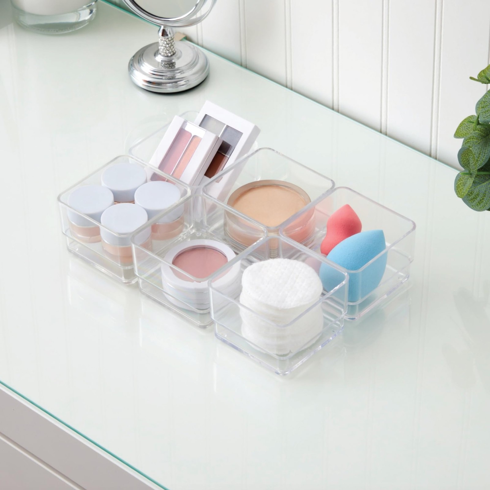 SimpleSort 6-Piece Stackable Clear Drawer Organizer Set | 3″ x 3″ x 2″ Square…