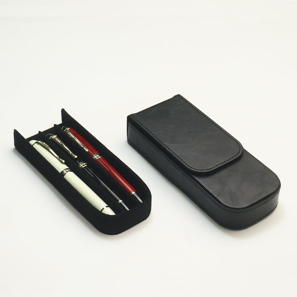 Leather Triple Pen Case Pencil Pouch Holder for Three Fountain Ballpoint Roll…