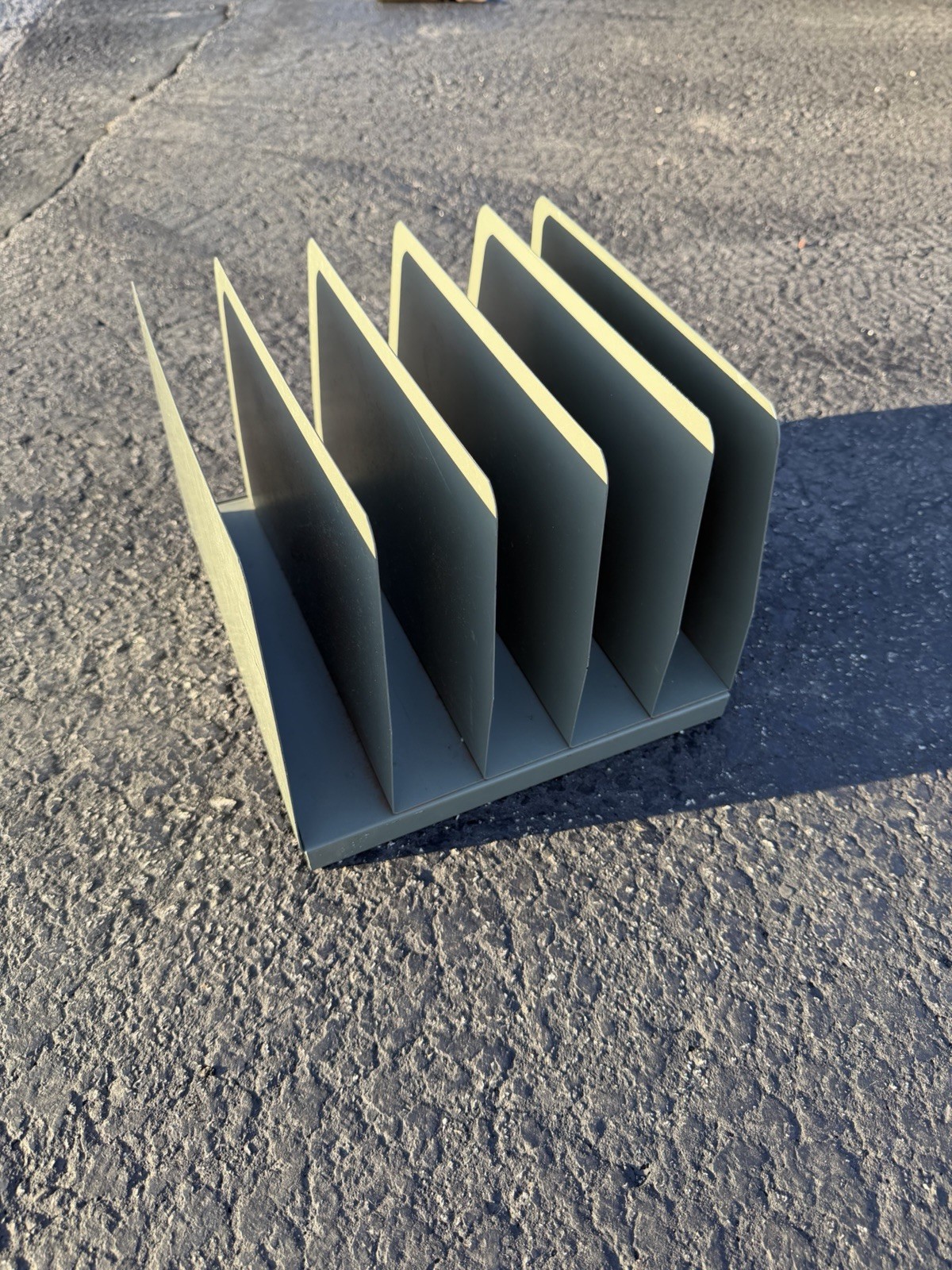 Vintage Steel Vertical Desktop File Organizer, Gray/5-Slot, Magazines, Documents