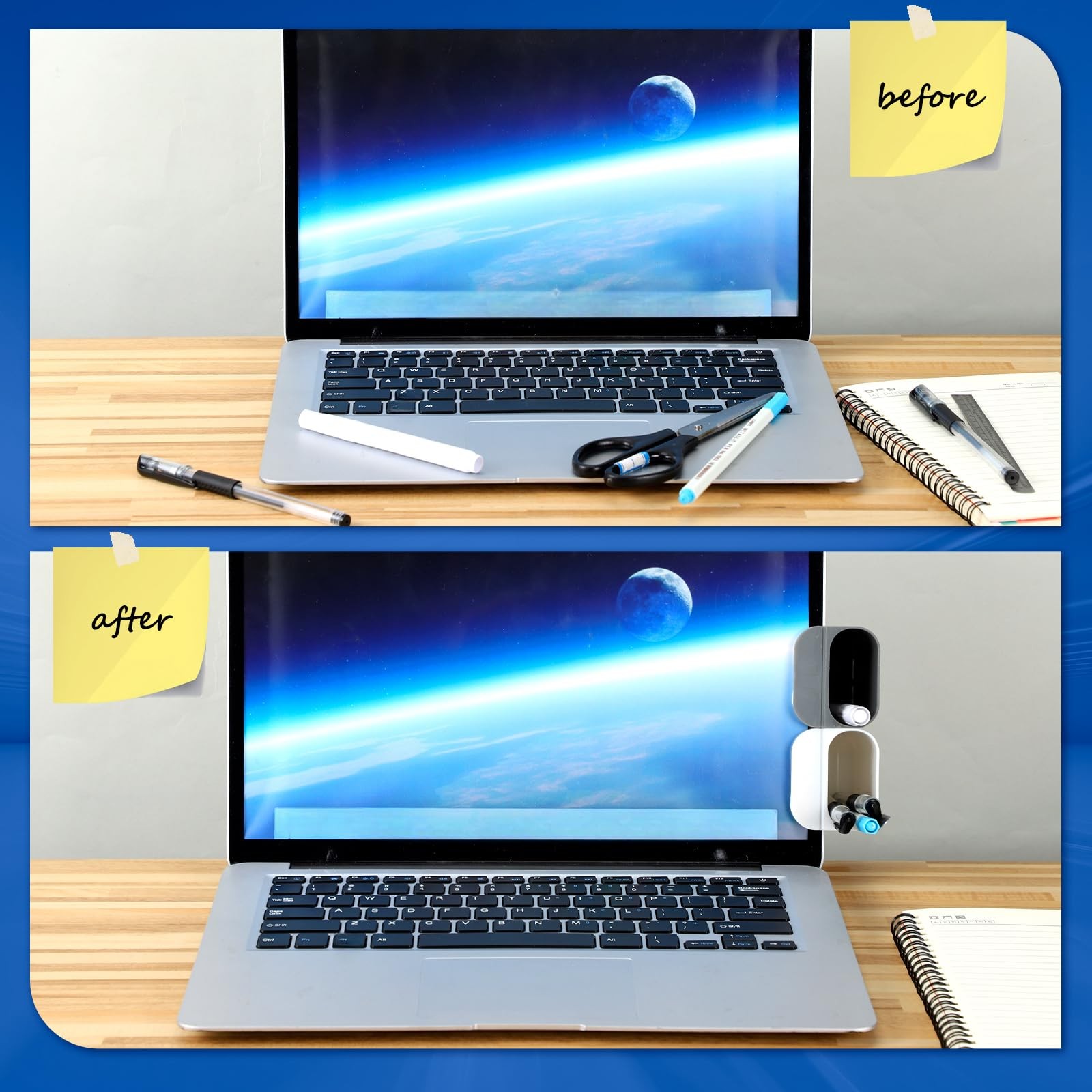 Resurhang 6 Pcs Monitor Pen Pencil Holders DIY Screen Holder Gray, White
