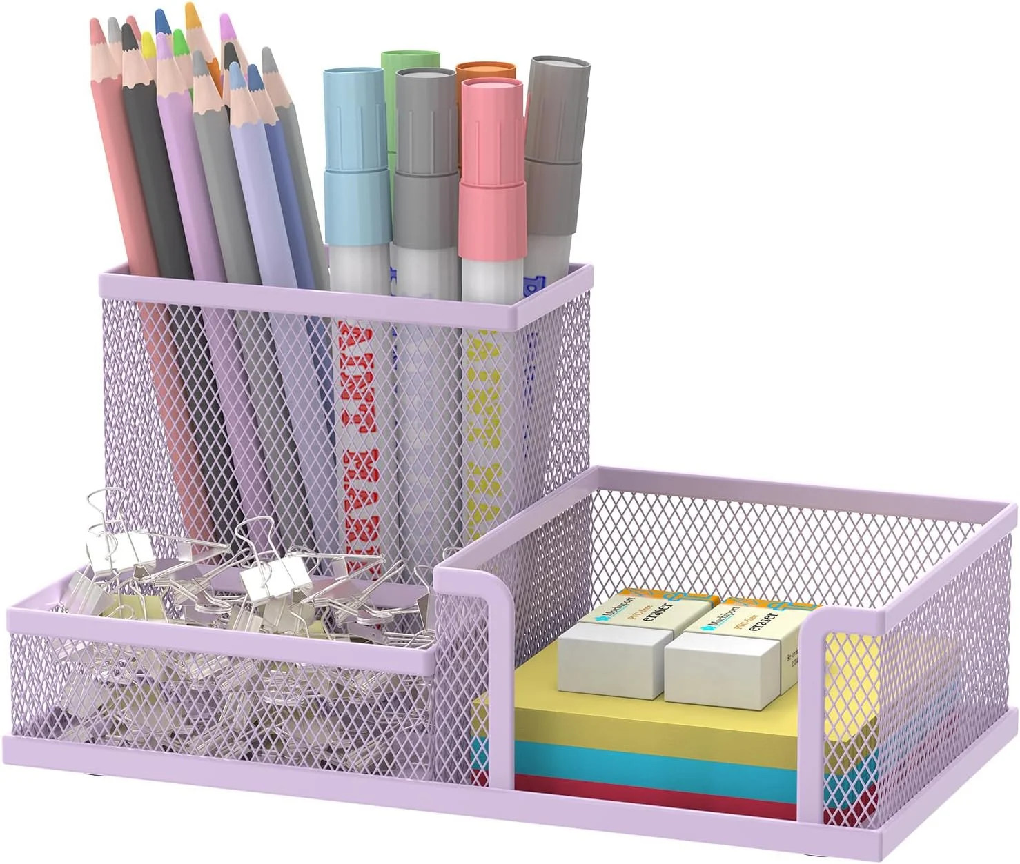 Pen Holder Desk Organizer, 3-Compartment Office Supplies Pen Holder, Organizer