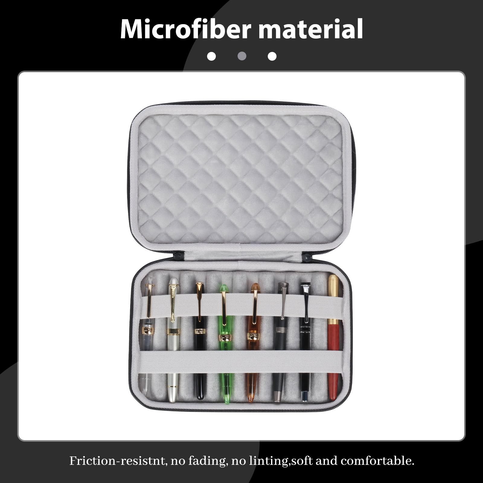 MIVLXLX 8 Slots pen case/boxes，Nylon cloth Pencil Tray Case 8 slots, black