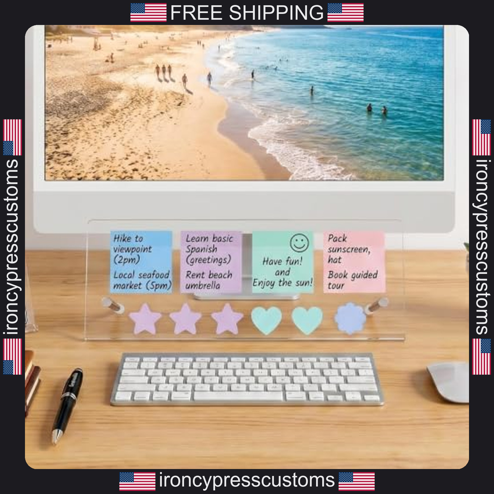 Monitor Memo Board Holder 14×5 Inches Acrylic Office Desktop Organizer