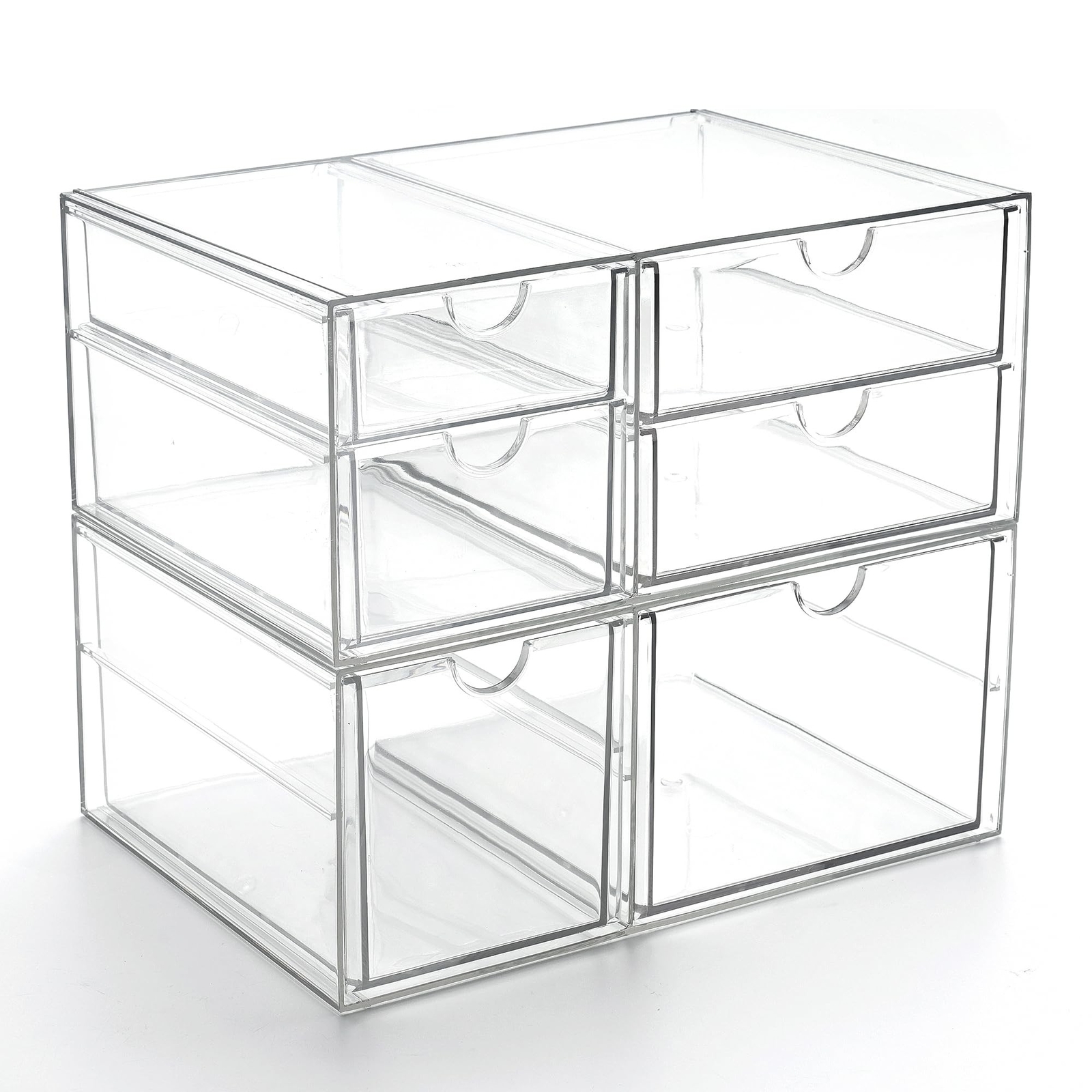 Prsildan Acrylic Drawer Makeup Organizer with 6 Drawers, Set of 2 Office Desk…