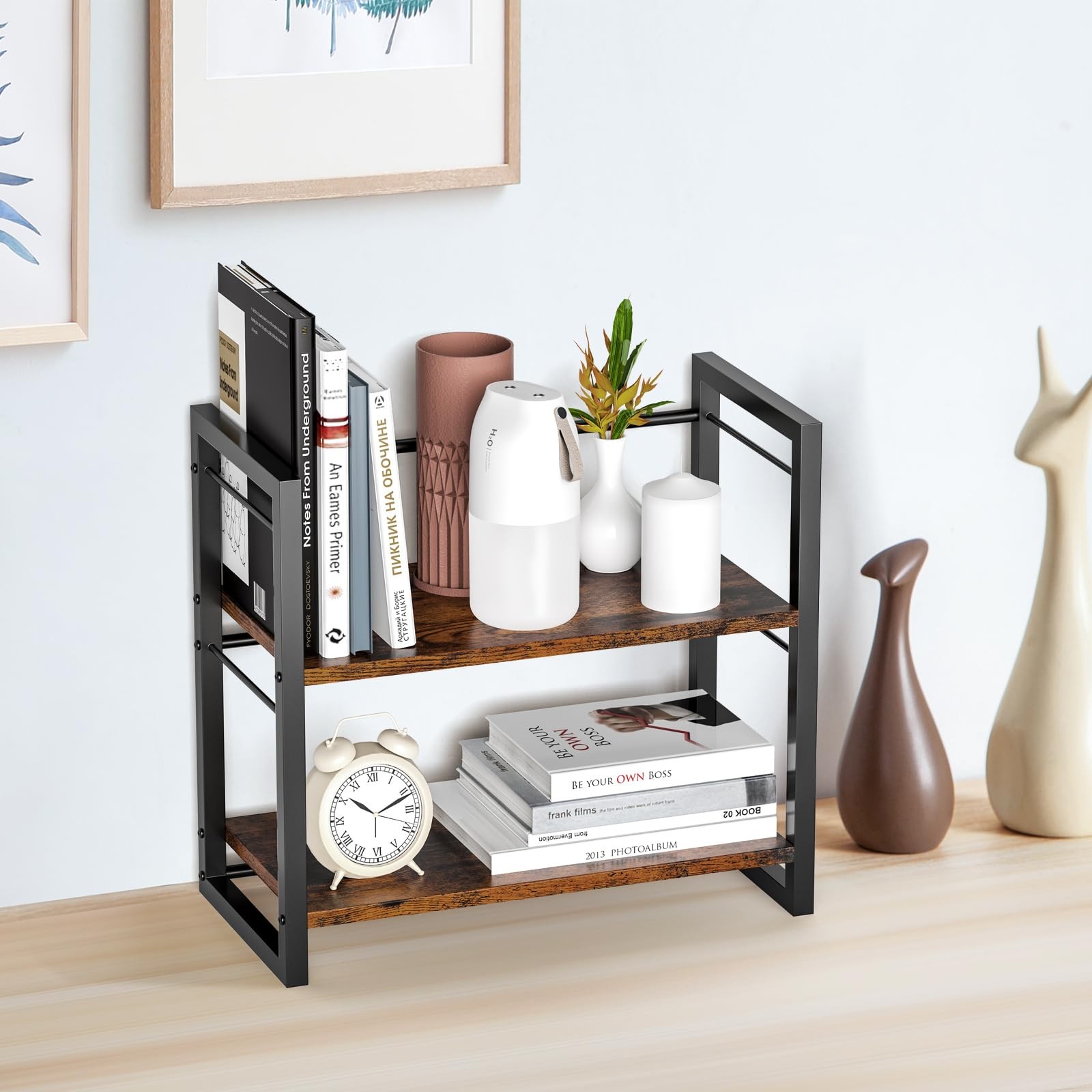 ART-GIFTREE Office Desk Shelf 15.7 inches x 7.87 x 14.4 inches, Brown