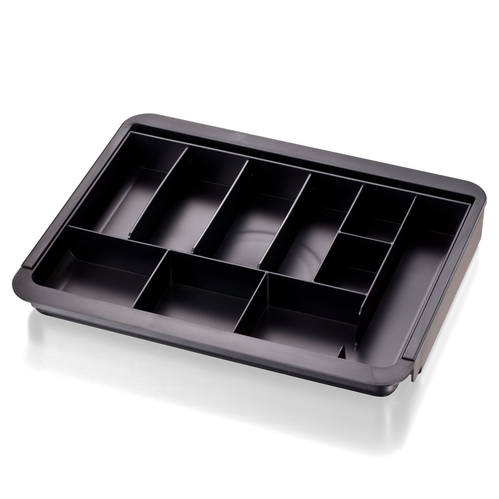 Officemate Expandable Drawer Organizer Tray, 10- 3/8 X 16 in, Black