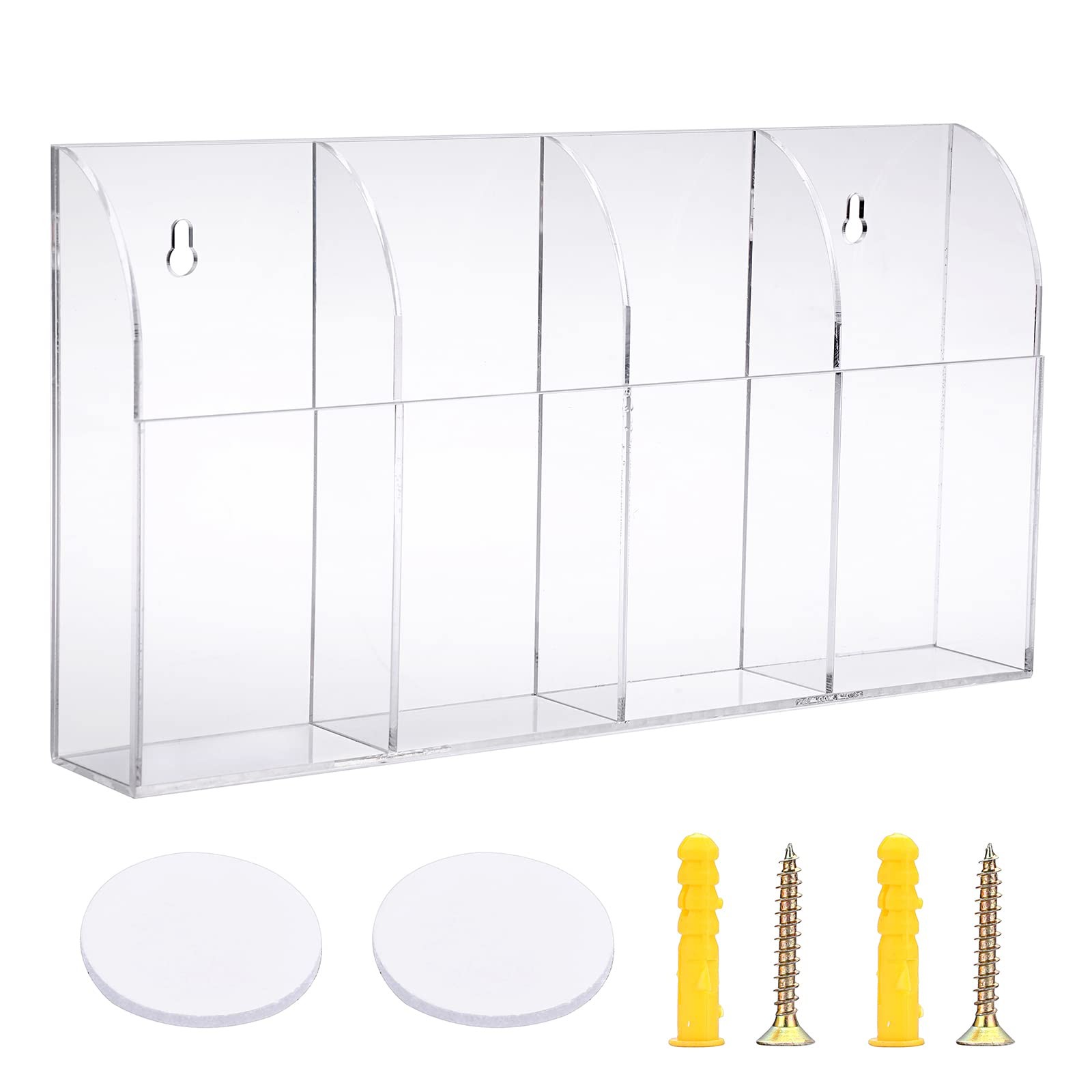 Hipiwe Wall Mount Remote Control Holder Clear Acrylic Media Organizer