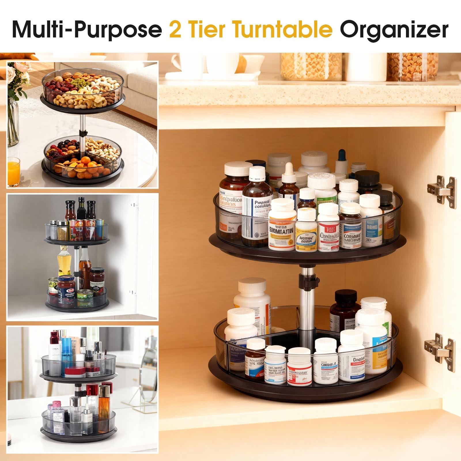 2 Tier Medicine 20 inches (H) x 25 (W) x 18 (D), Clear-grey
