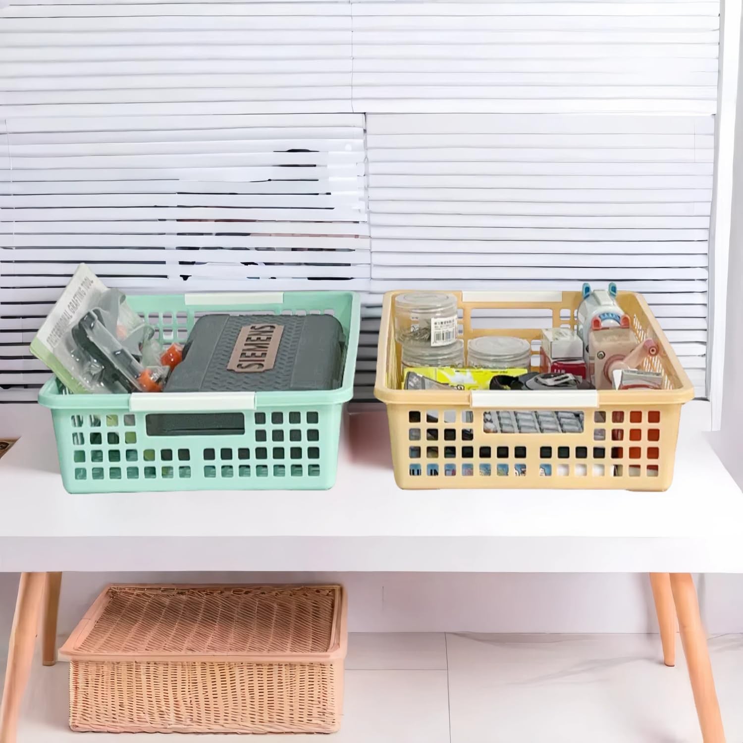 6 Pack Plastic Turn in Paper Trays for Classroom, Colorful Storage Bin Basket…