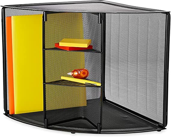 Eldon Rolodex Office Products 62630 Metal Mesh Corner Desktop Shelf Organizer
