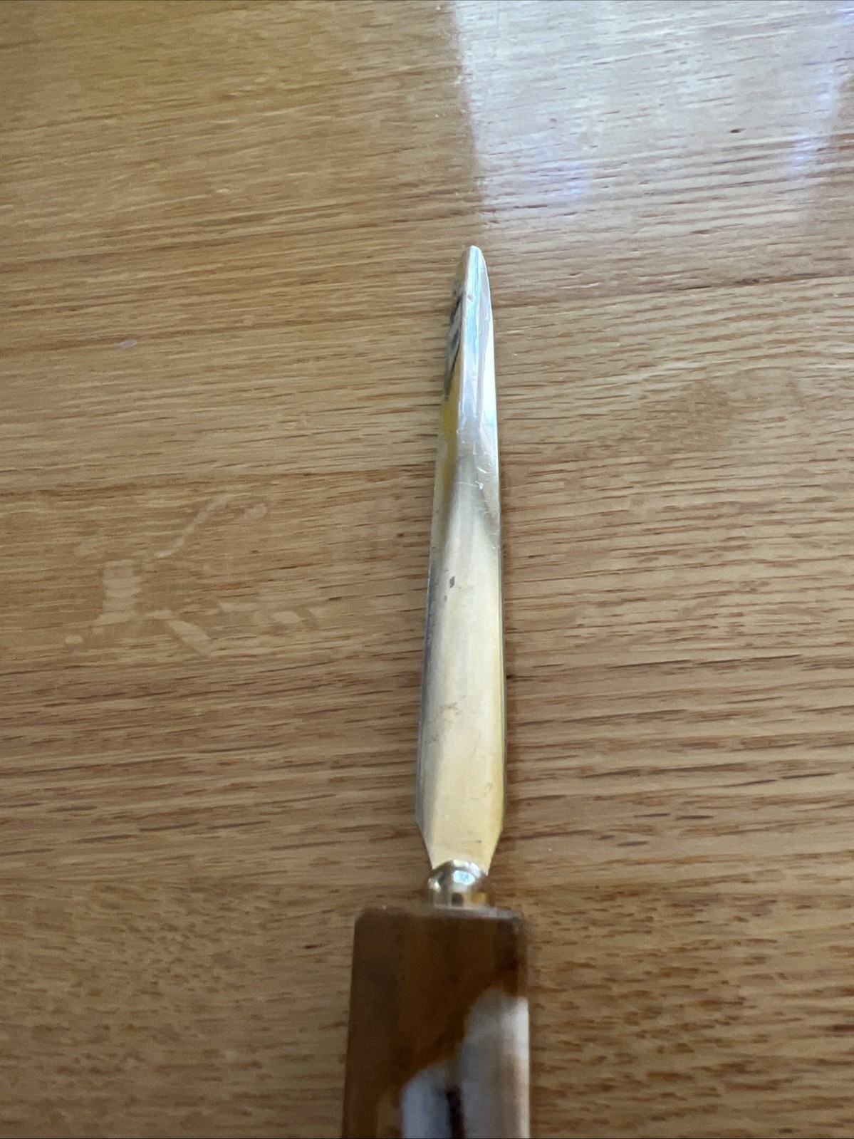 Marble And Brass Finish Letter Opener Desk Accessory