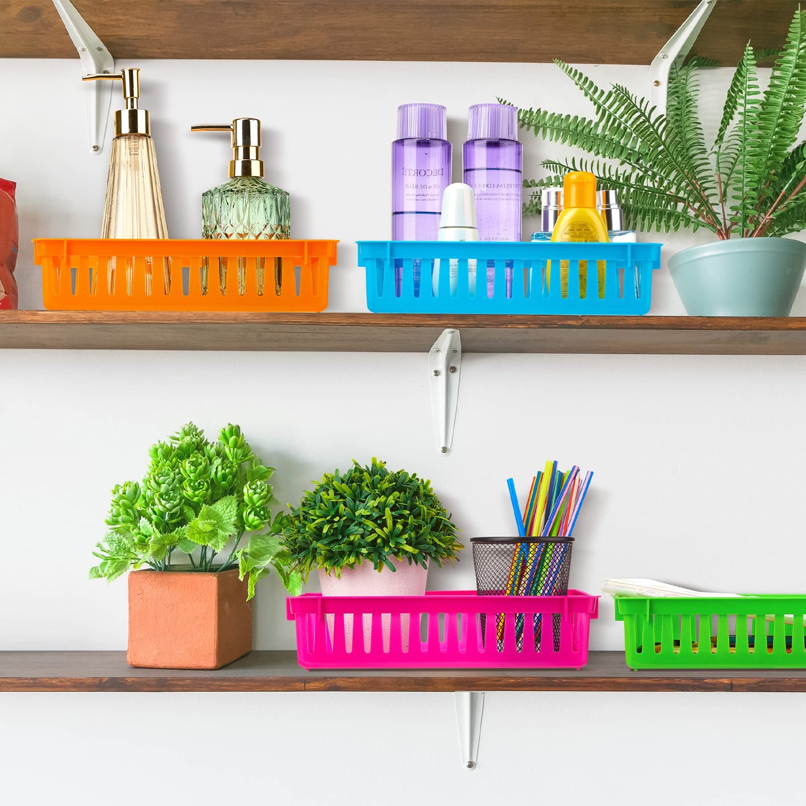 16 Pcs Classroom Storage Baskets Bins Crayon Holder Box Plastic Organizer Pla…