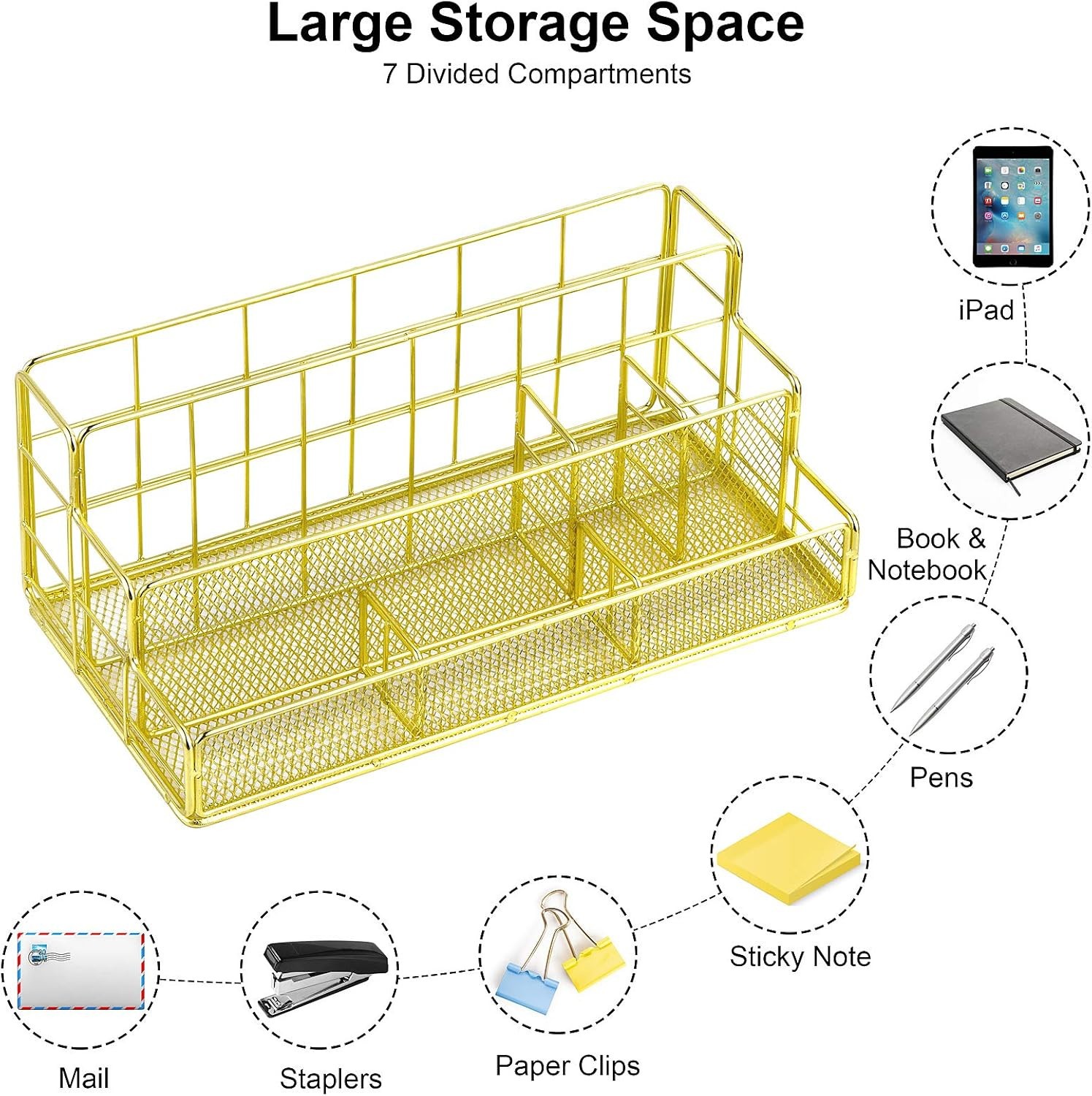 Office organizer for women, beautiful office material with a mesh texture with 7