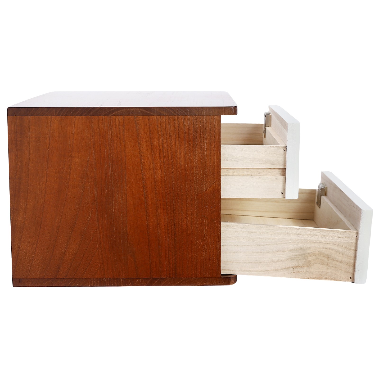 Luxury Walnut Finish Wooden Desk Organizer 2 Drawer Lockable Storage Cabinet