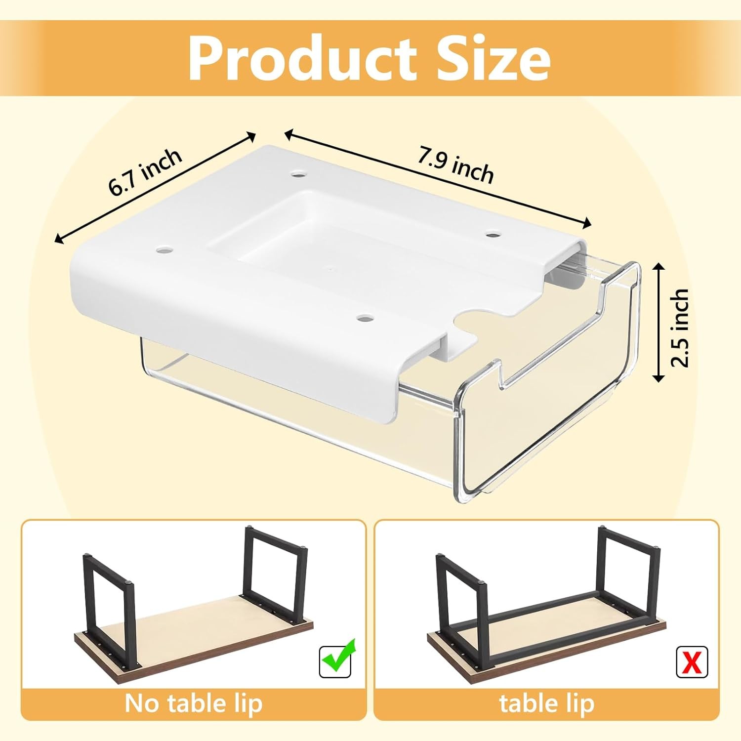 Under Desk Drawer Organizer 2 Pack Hidden Storage Slide Out Self Adhesive Tray