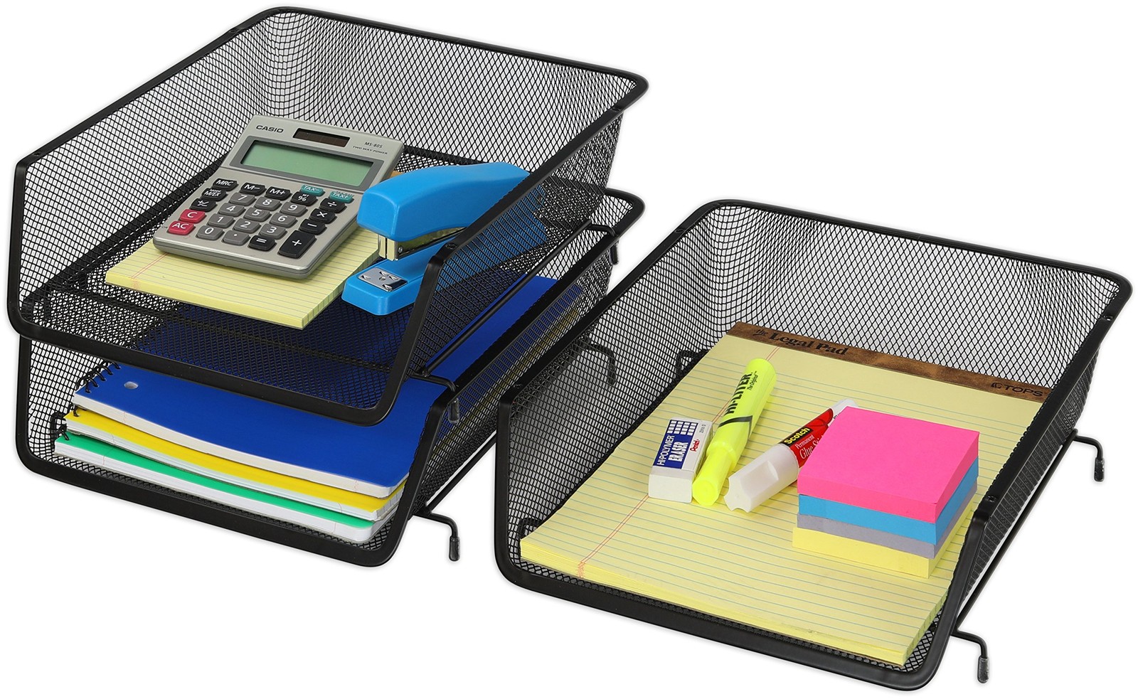 Simple Houseware Stackable Desk File Letter Tray Organizer, 3 Pack, Black