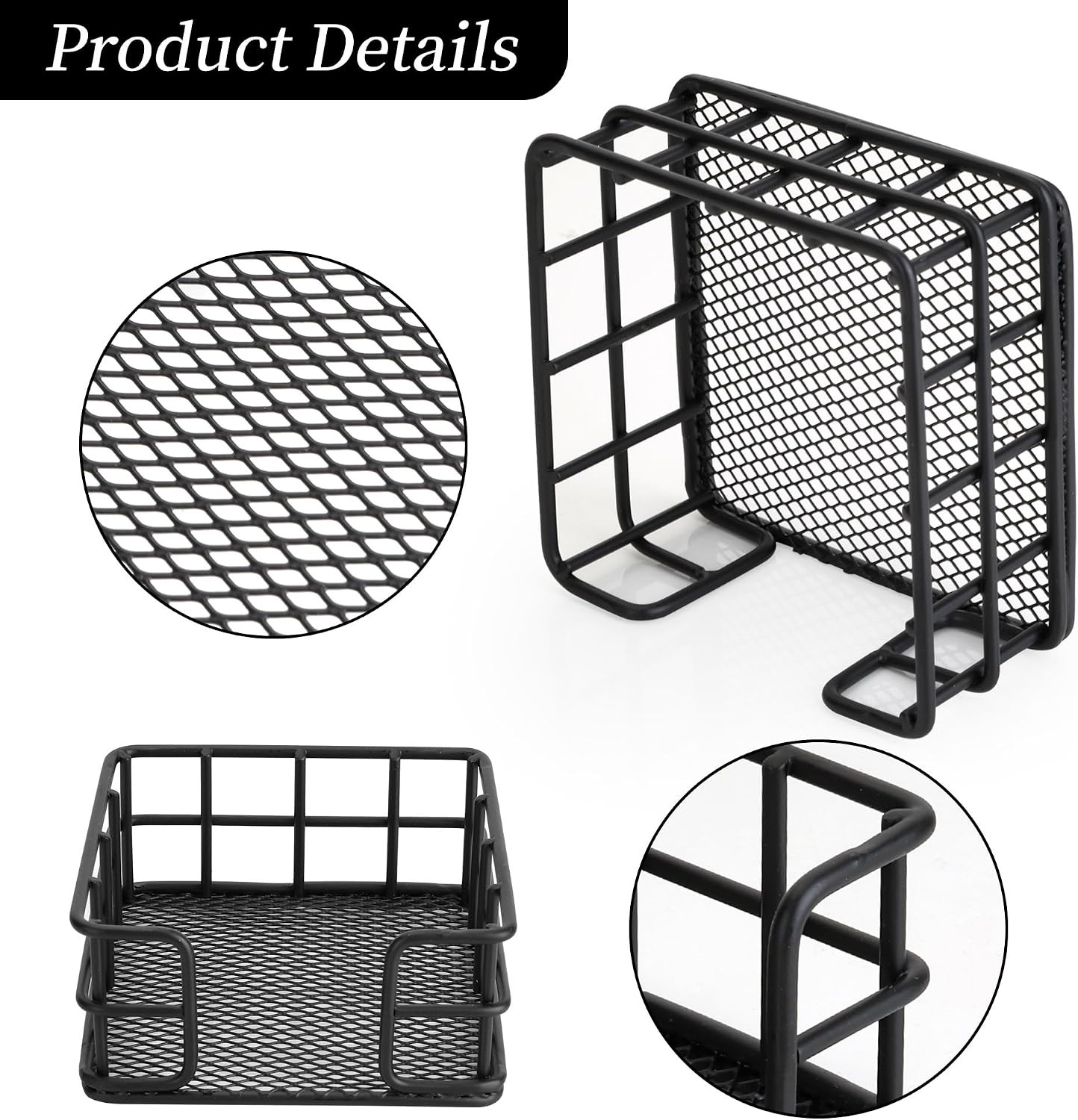 1 Pc Metal Sticky Note Holder, 3.6 X3.6 Inch Black Wire Desk Organizer – Sticky