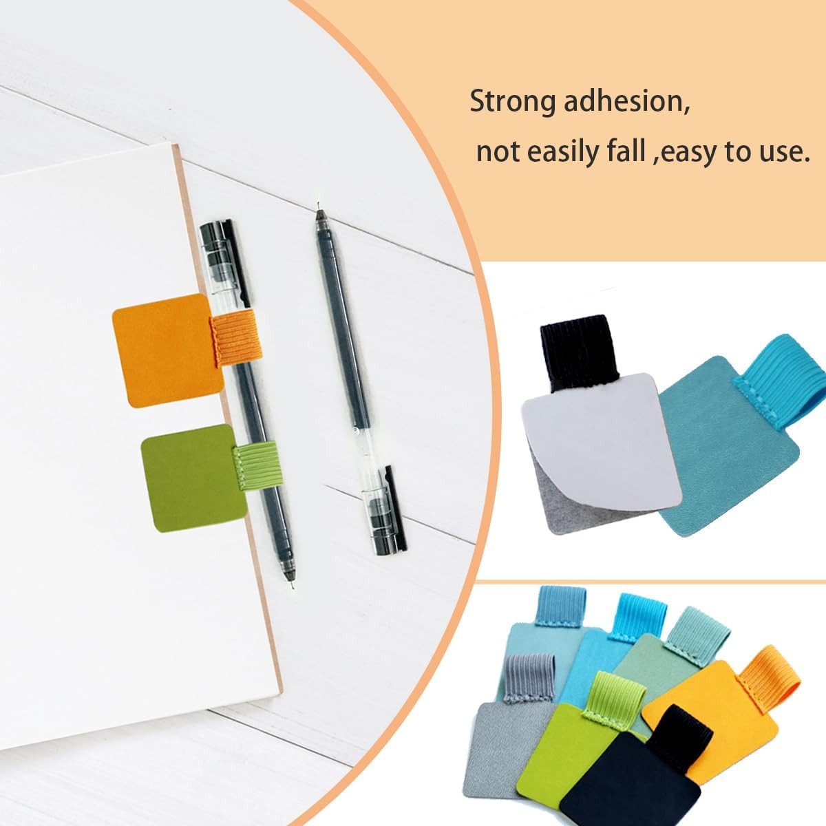 10 Pack Self-Adhesive Pen Loop Holder, Pen Loop Holder Set with 10 Colors, Mixed