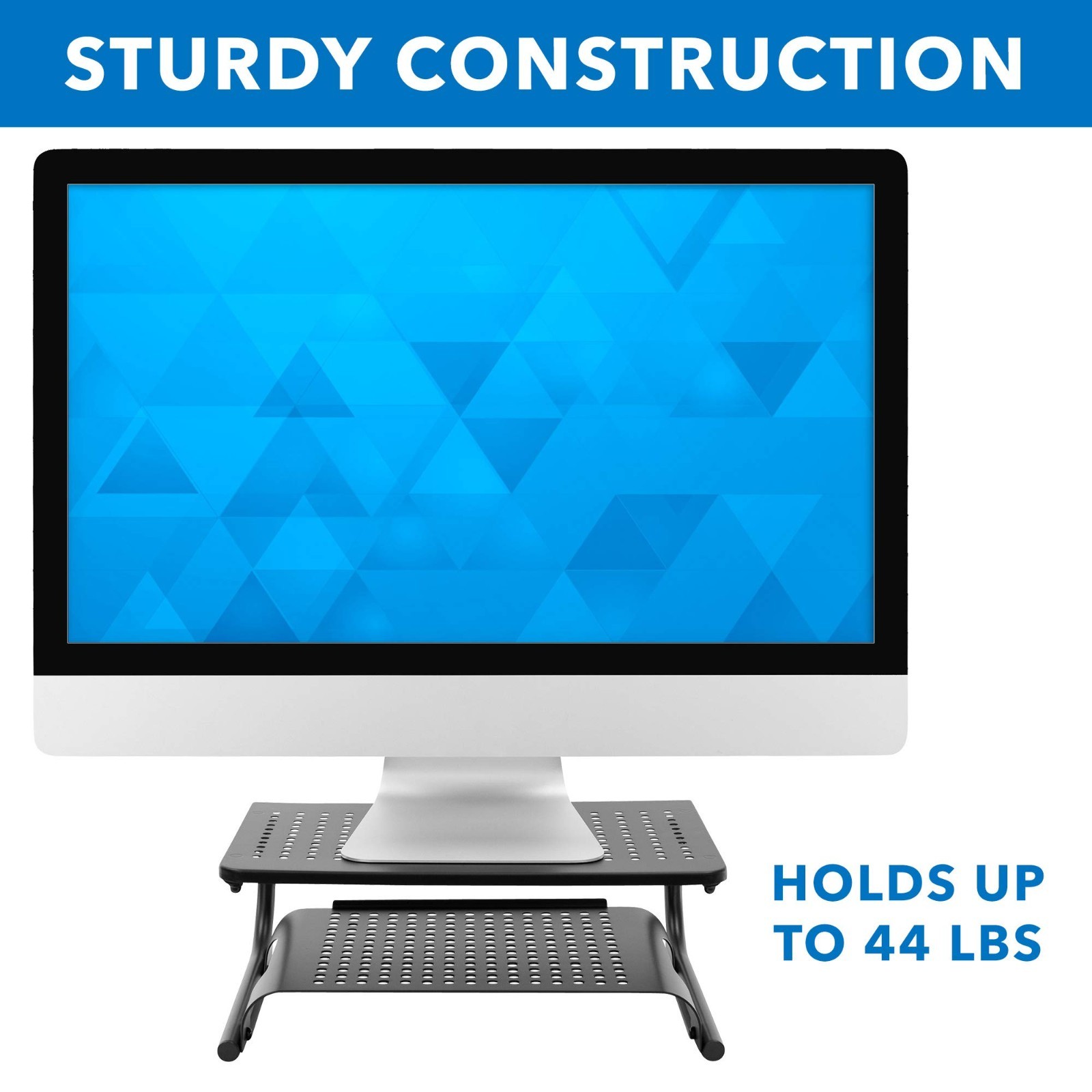 2 Tier Desk Organizer Riser | Computer Monitor Stand with Keyboard Storage Shelf
