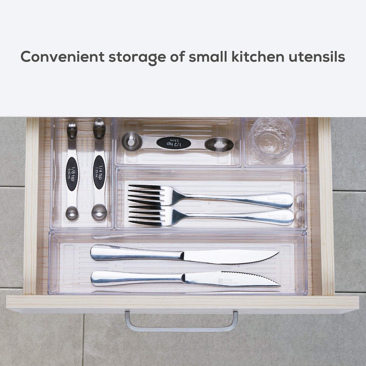 14 PCS Clear Plastic Drawer Organizer Tray for Makeup, Kitchen Utensils, Jewe…