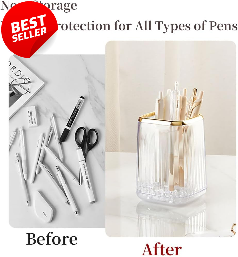 Acrylic Pen Holder Clear Green Striped Cup for Desk Brushes Vanity Bathroom – US