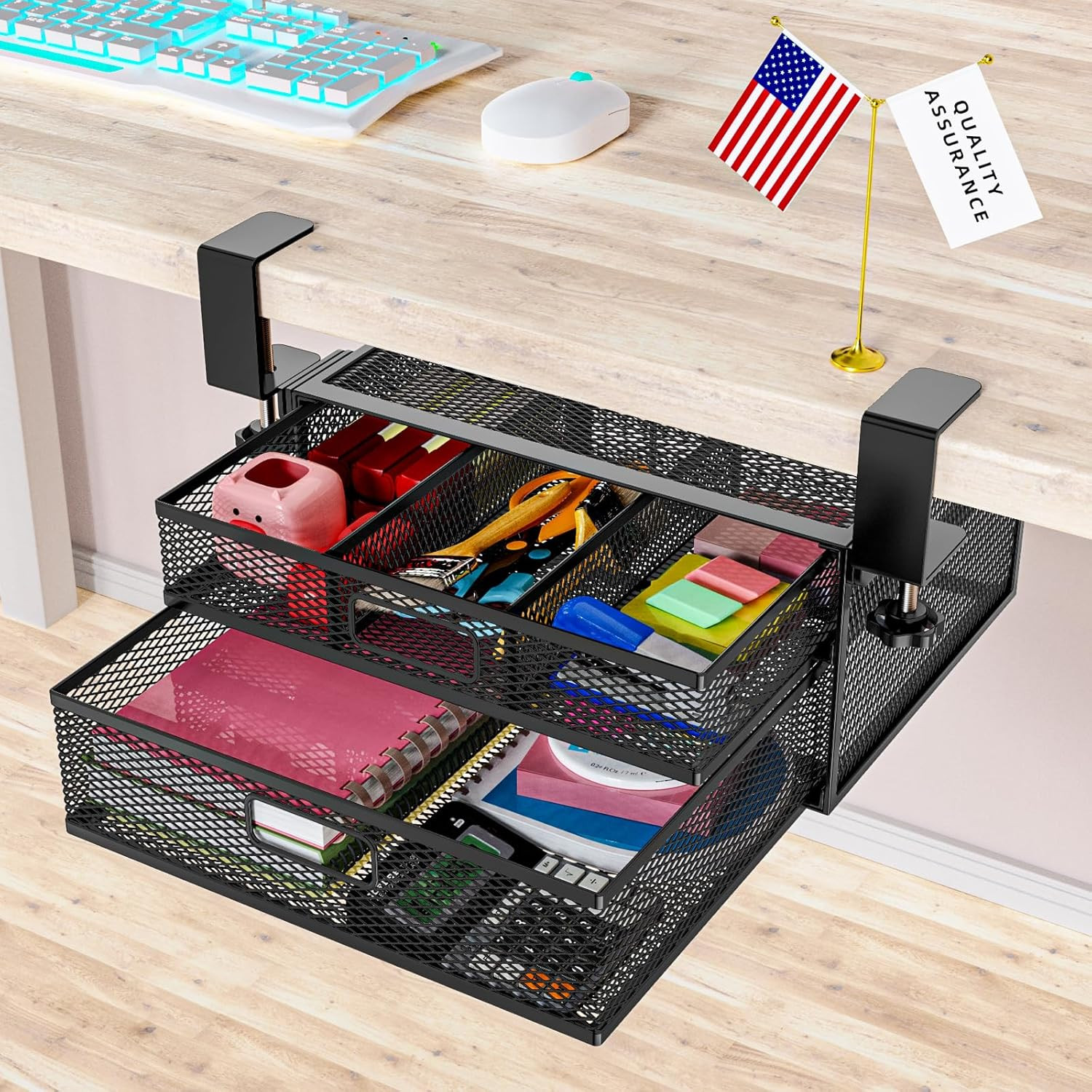 Under Desk Drawer Organizer – No Drill Slide-Out Storage for Home & Office