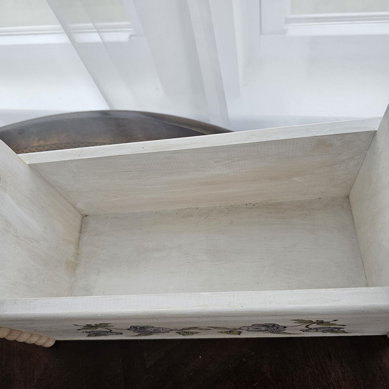 Hand-Painted Floral Wood Caddy | Upcycled Cottagecore Organizer & Vanity Tray