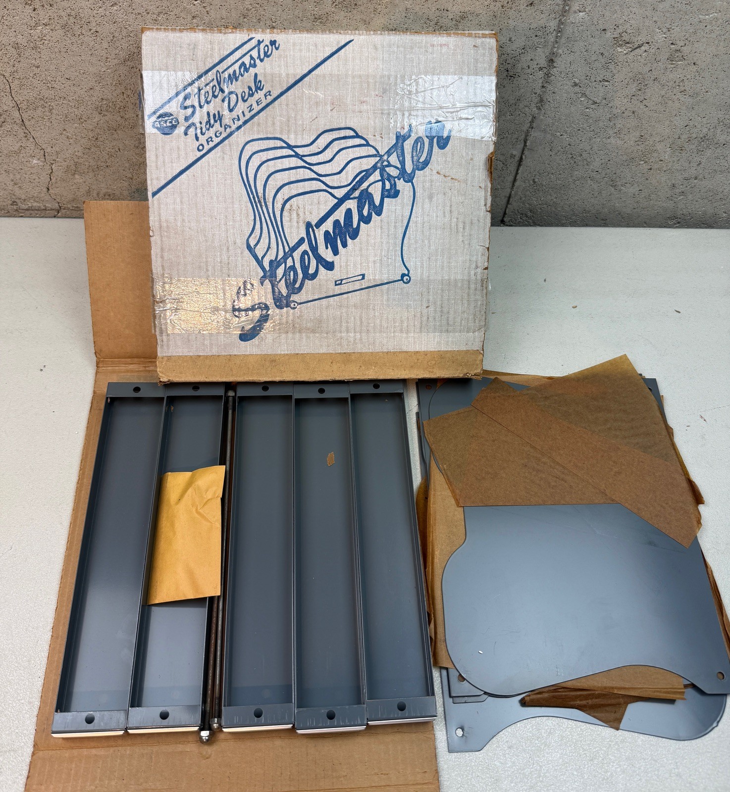 Vintage STEELMASTER Tidy Desk Metal 5 Slot Organizer Dark Gray new open box