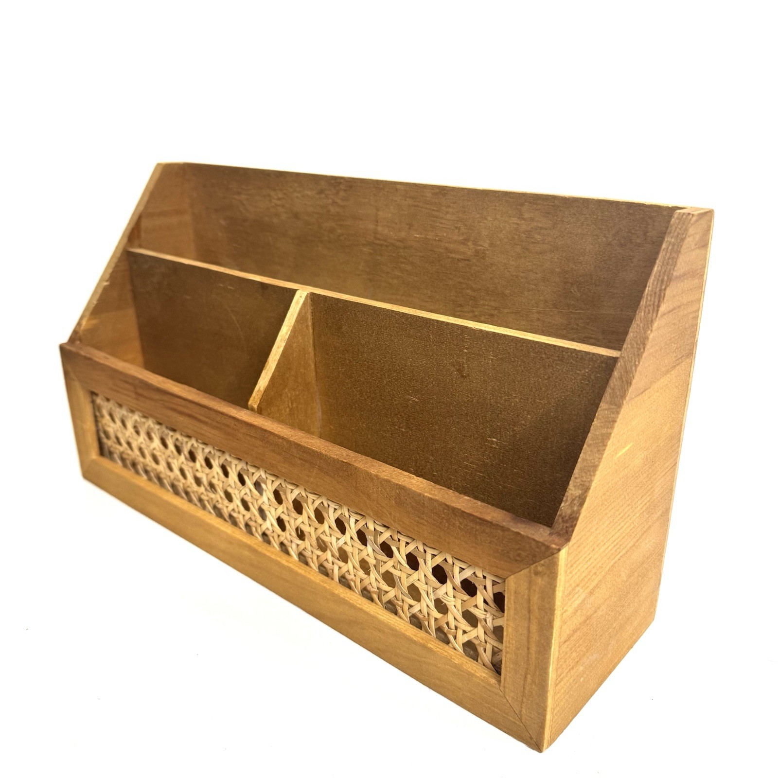 Vintage Rattan Wicker Organizer 12.5”x4”