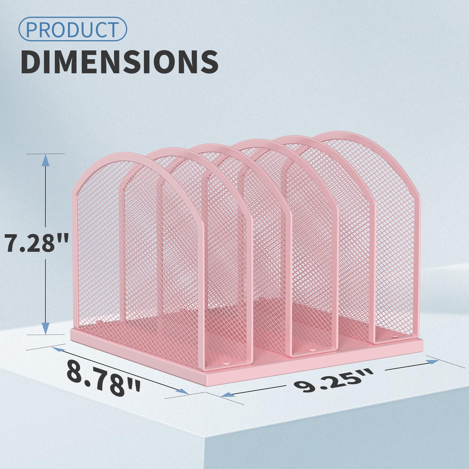 5Section Vertical Mesh Desktop Organizer File Folder Stand Sorter Pink