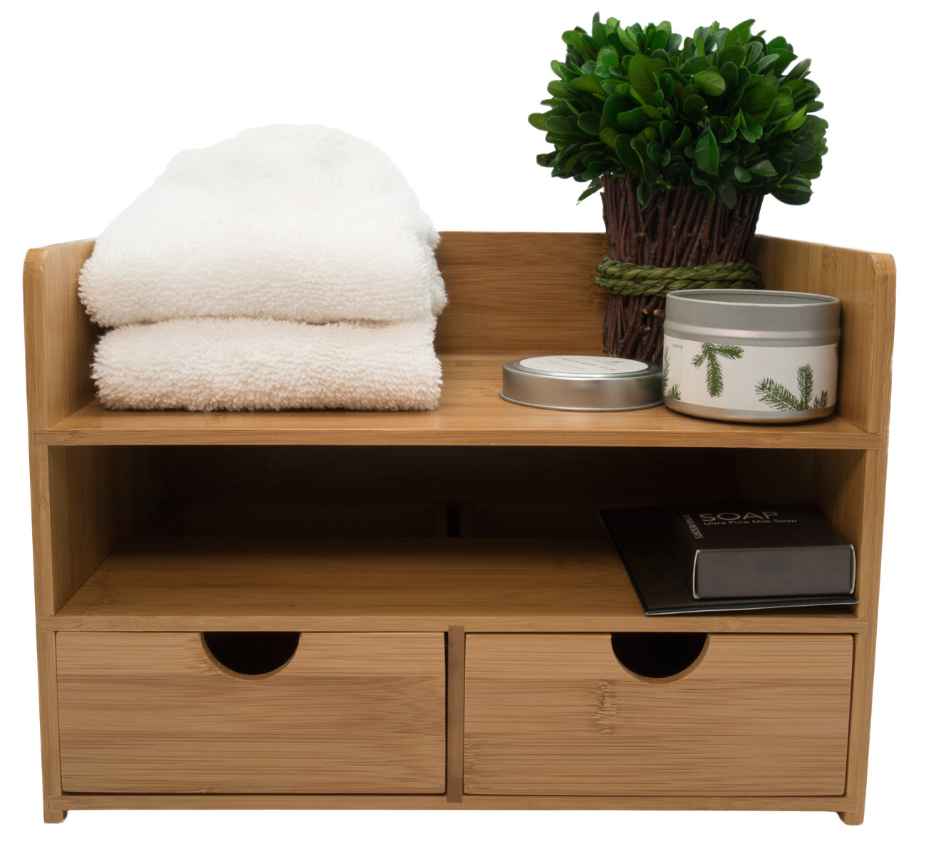 Sorbus 3-Tier Bamboo Shelf Organizer for Desk with Drawers