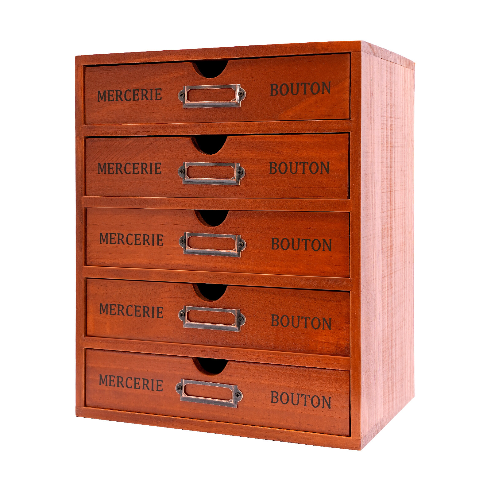5-Drawer Brown Wooden Desk Organizer Storage Drawers Vintage Shelf Drawer