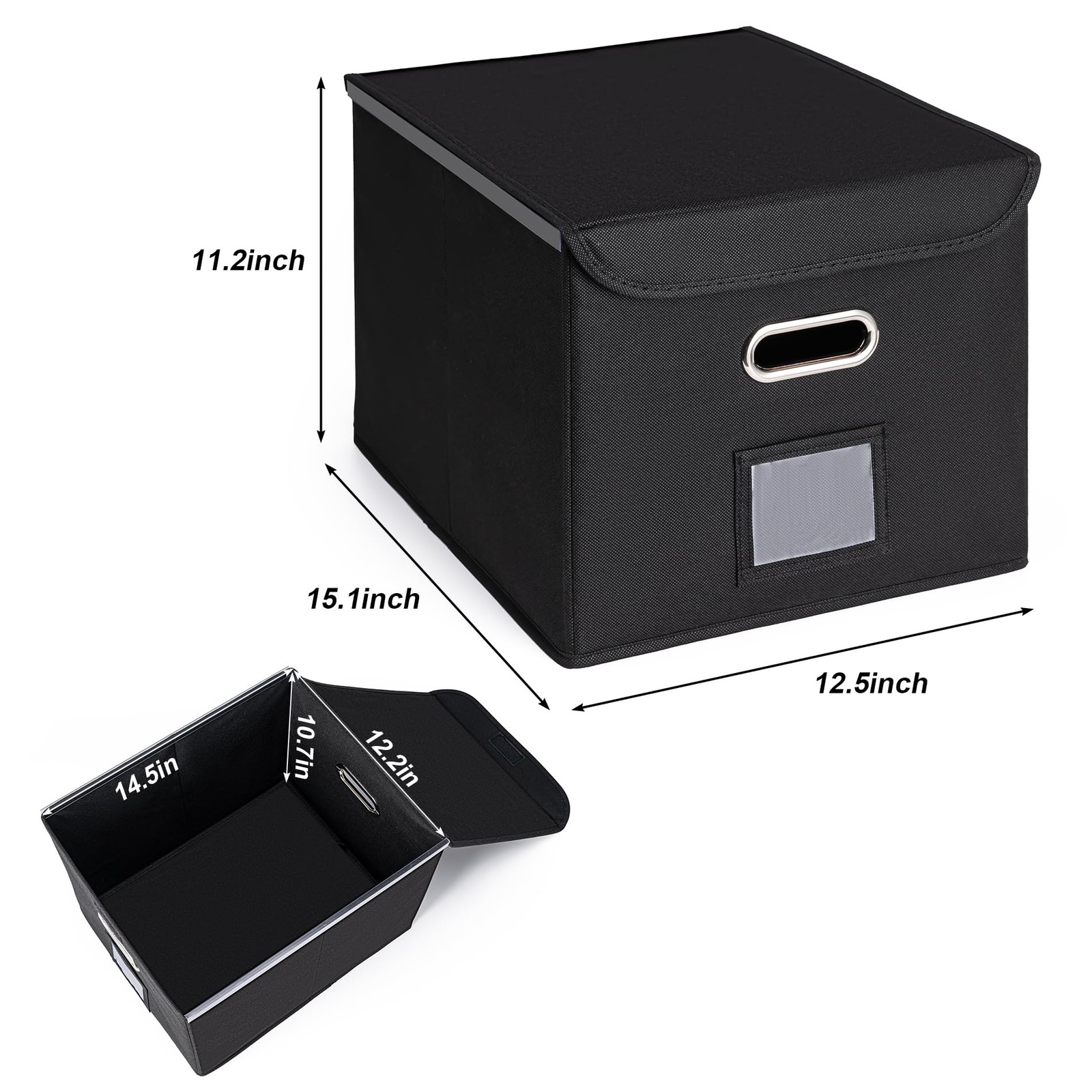 CADONO File Organizer Box with Lid, Large Hanging Folder Black