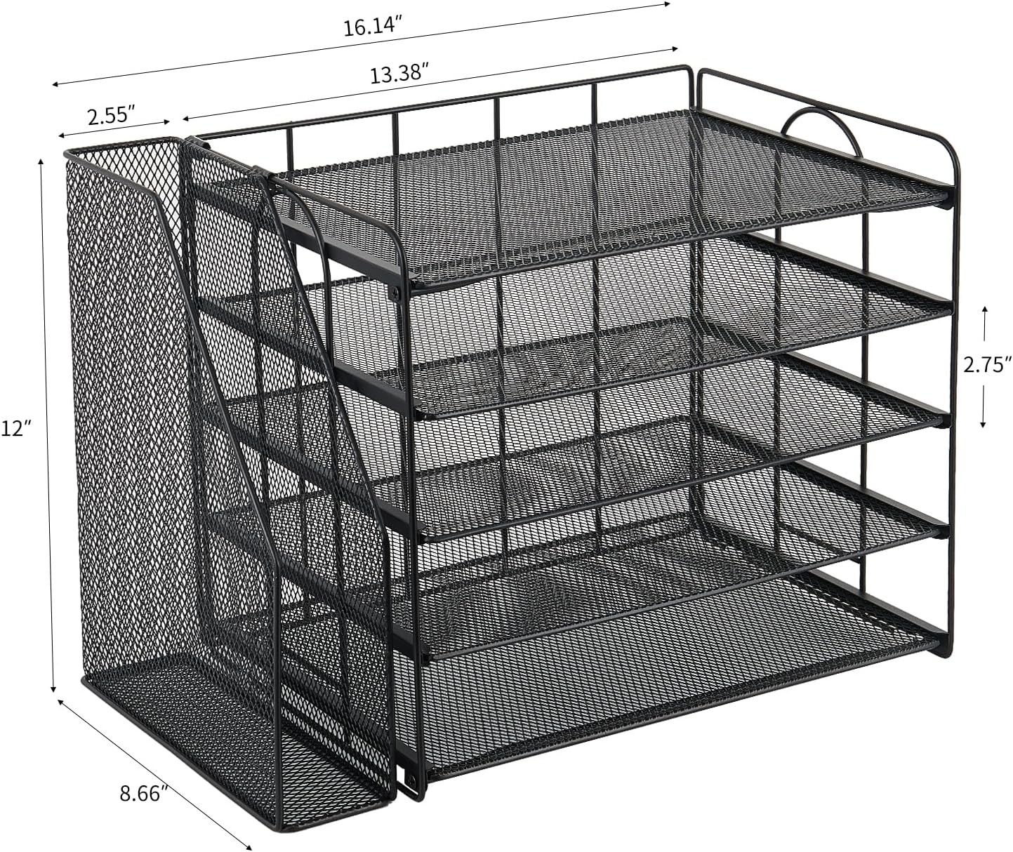 Desk Organizer and Accessories, 5 Tier Paper Letter Tray File Organizer Black