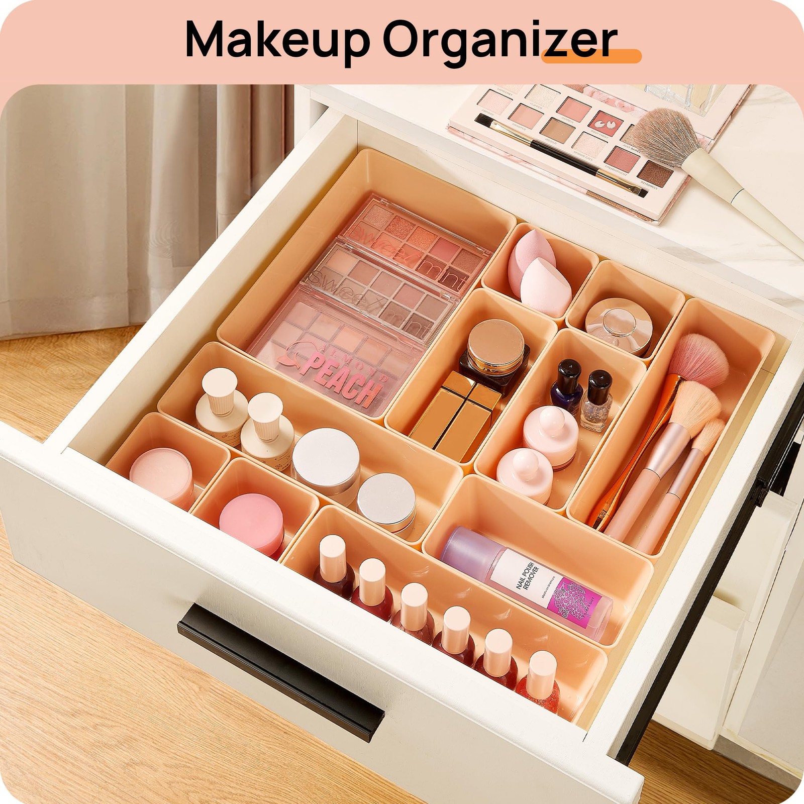 Plastic Drawer Organizers 4Size Bathroom Vanity Trays Storage Bins 25 PCS