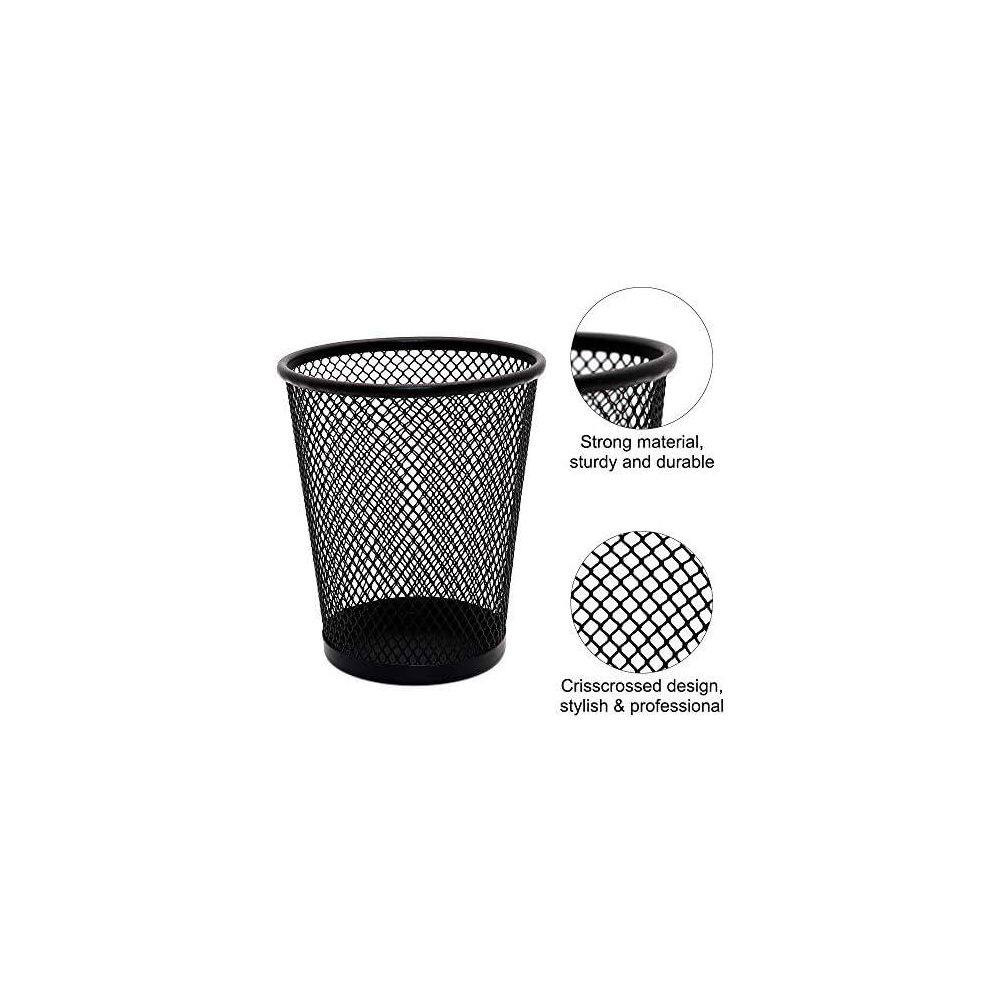 4 Pack Metal Mesh Pen Holders Black round Office Desk Pencil Organizer Cup Wire