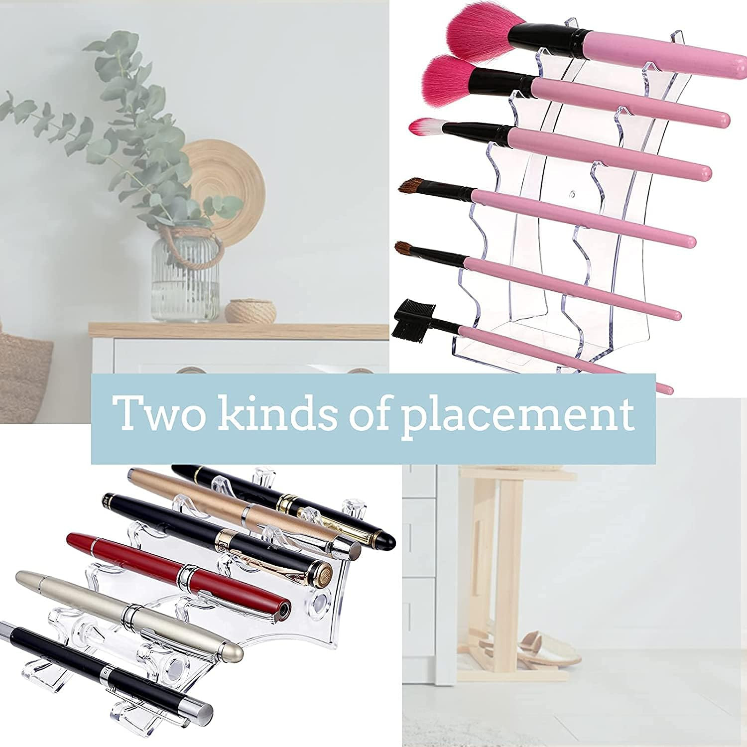 Plastic Pen Holder, Set of 4 Holder Display Stand 6-Slots Eyebrow Makeup Brush R